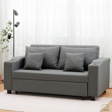 โซฟาเบด CCR FURNITURE รุ่น PHILLY (ฟิลลี่) ขนาด 174 cm. ผ้า สีเทาเข้ม (A1-33) พร้อมที่วางแก้ว_11
